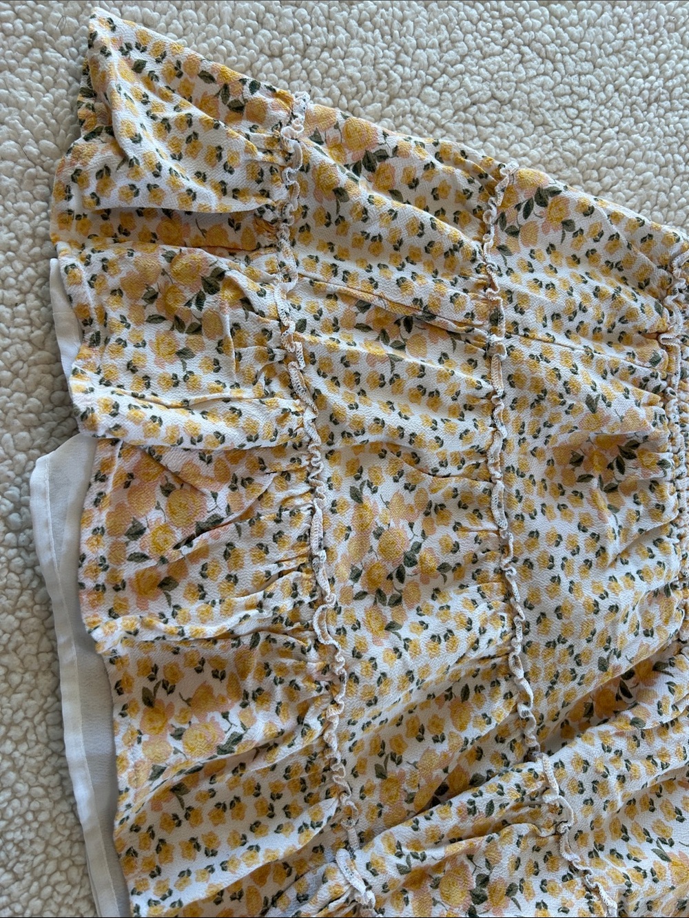 American Eagle Outfitters Yellow Floral Tiered Smocked Skirt - Picture 7 of 7